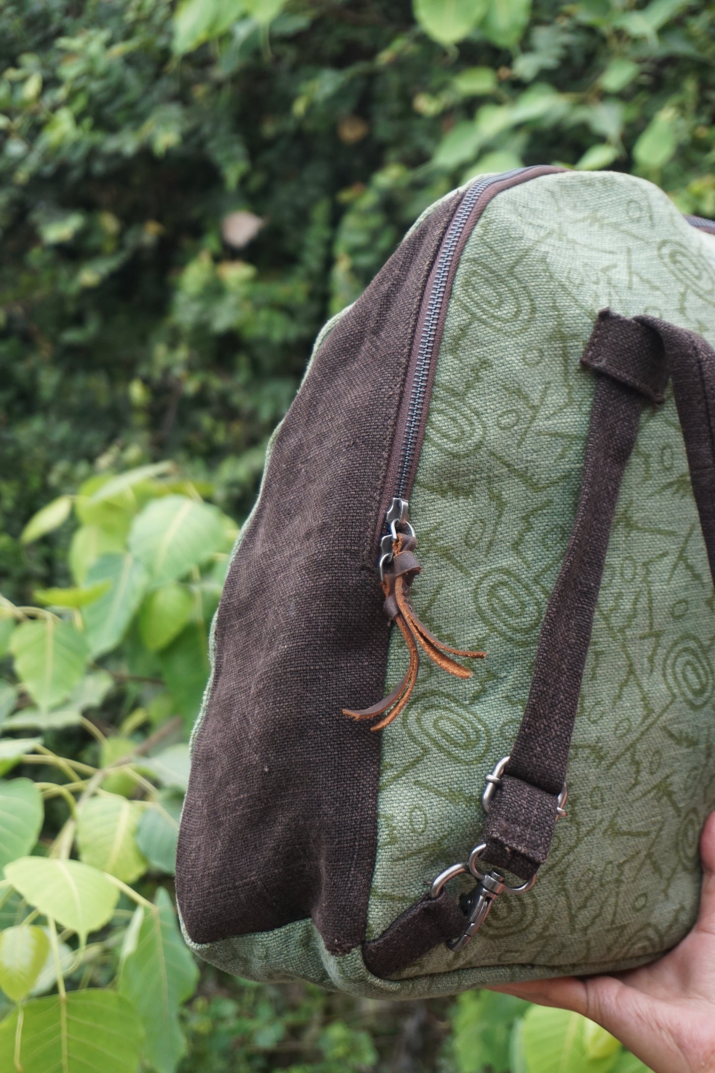 Sale - Backpack In Green Abstract Print