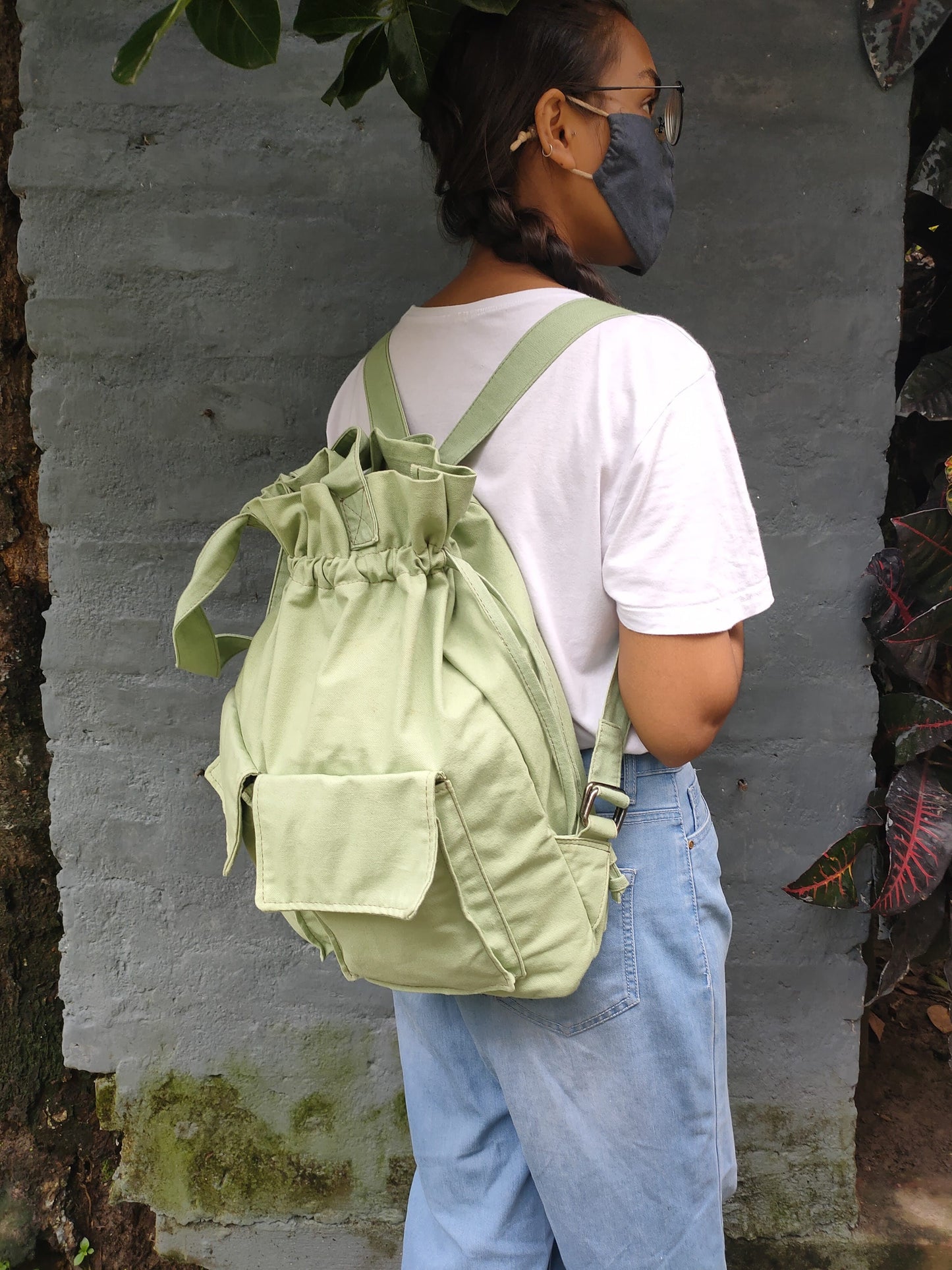 Sale - Backpack Cum Tote In Mint Green