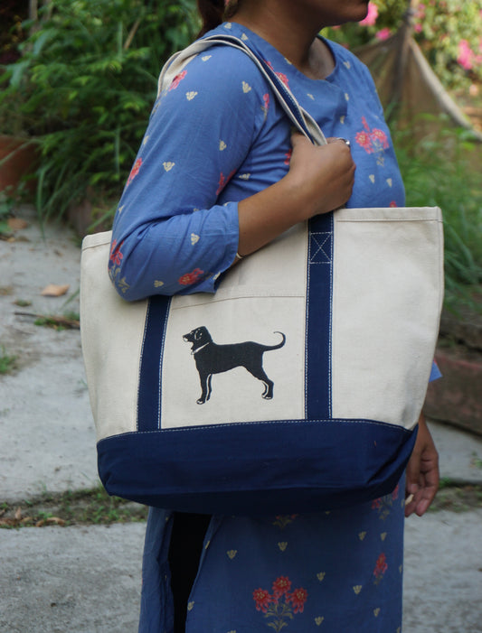 Sale - Tote Bag in White and Blue