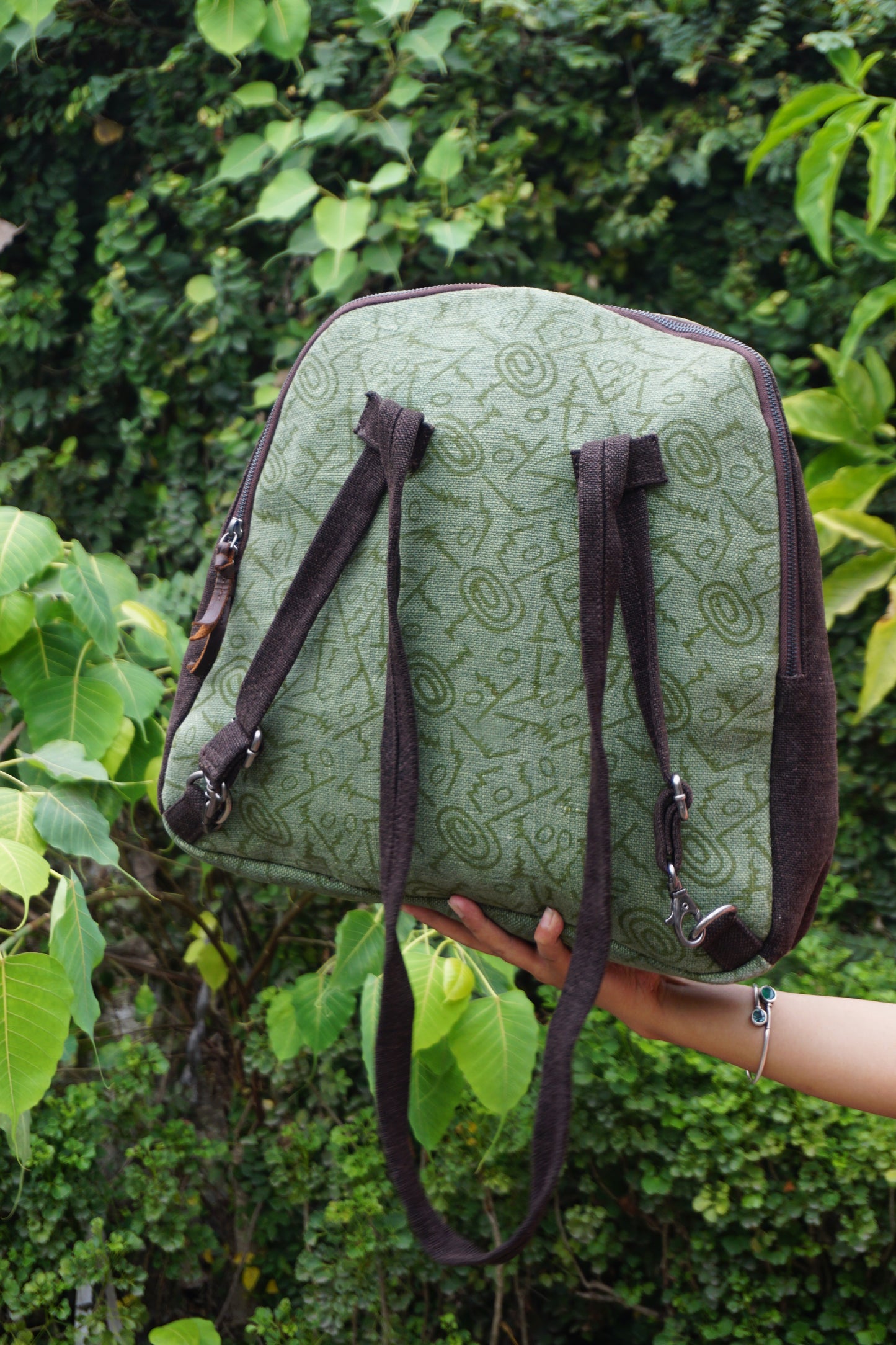 Sale - Backpack In Green Abstract Print