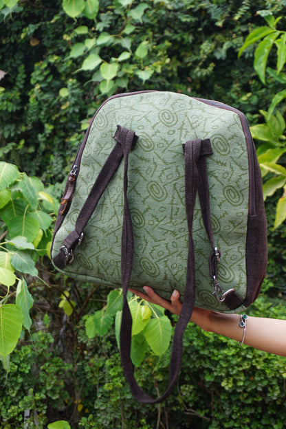 Sale - Backpack In Green Abstract Print