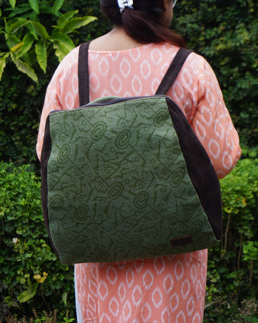Sale - Backpack In Green Abstract Print