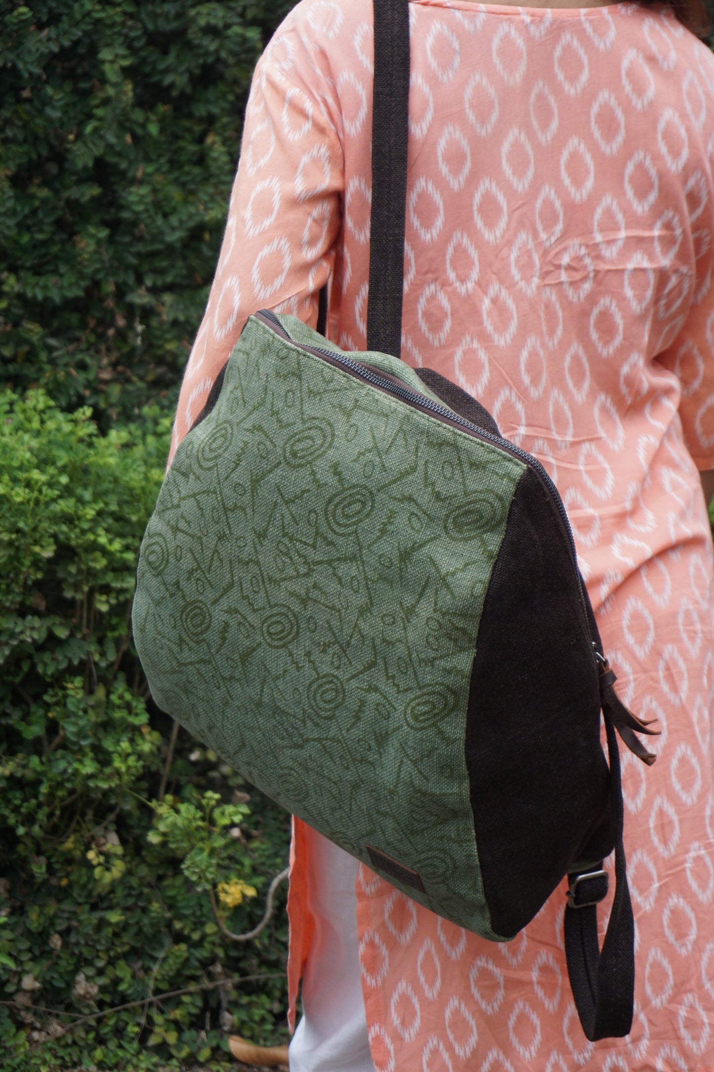 Sale - Backpack In Green Abstract Print
