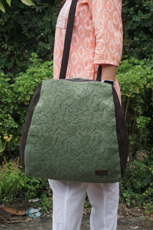 Sale - Backpack In Green Abstract Print