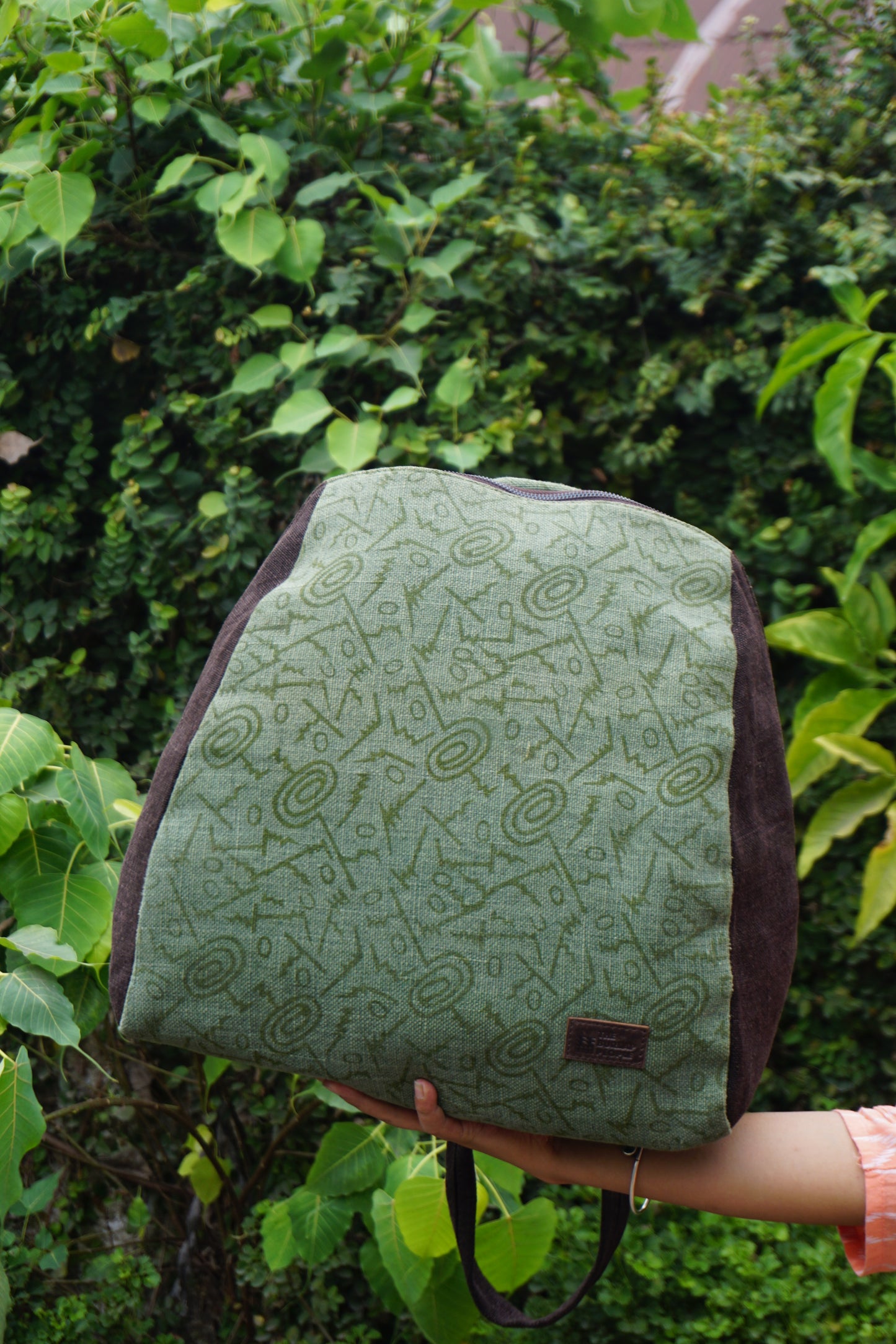 Sale - Backpack In Green Abstract Print