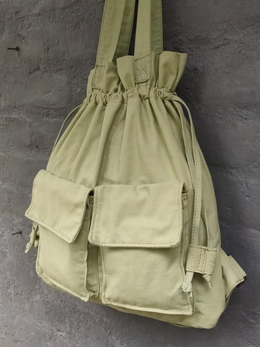 Sale - Backpack Cum Tote In Mint Green