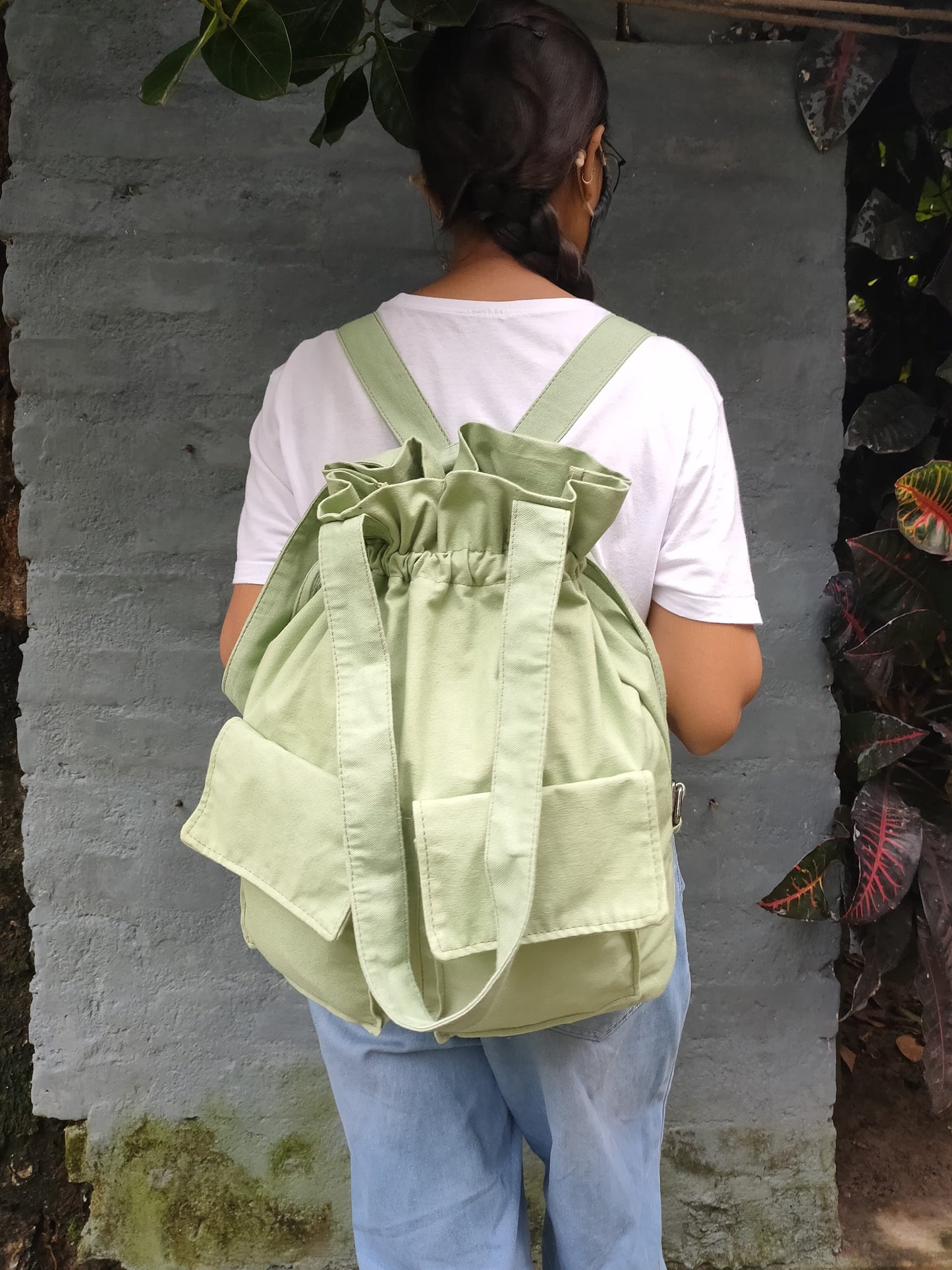 Sale - Backpack Cum Tote In Mint Green