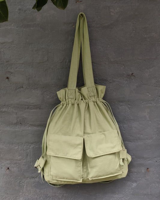 Sale - Backpack Cum Tote In Mint Green