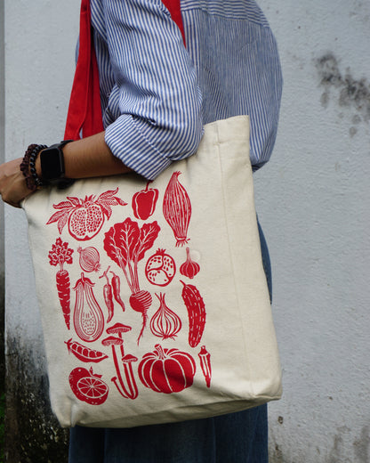 Amar Khamar x The Burlap People : Shaak Shobji tote bag