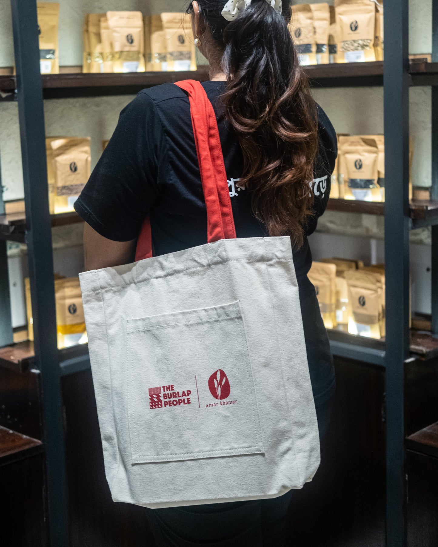 Amar Khamar x The Burlap People : Shaak Shobji tote bag
